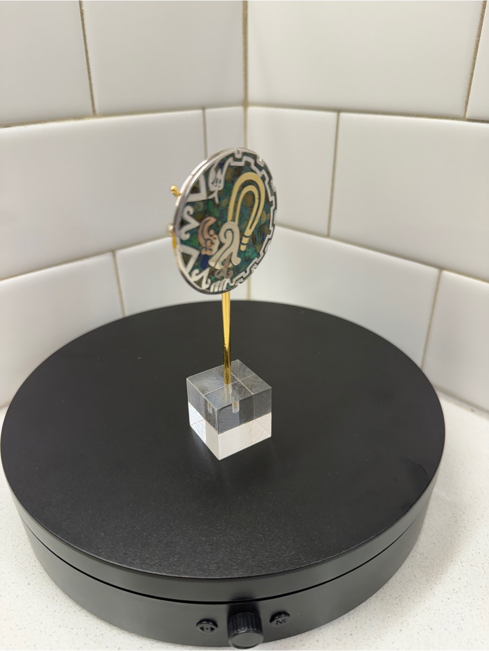 Vintage Taxco Sterling Silver Mixed Metal Quetzalcoatl Mosaic Inlay Brooch - Picture 8 of 11